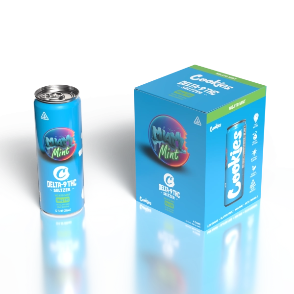 Cookies - Delta 9/THC Seltzer Can 10mg - Miami Mint - 24 Pack