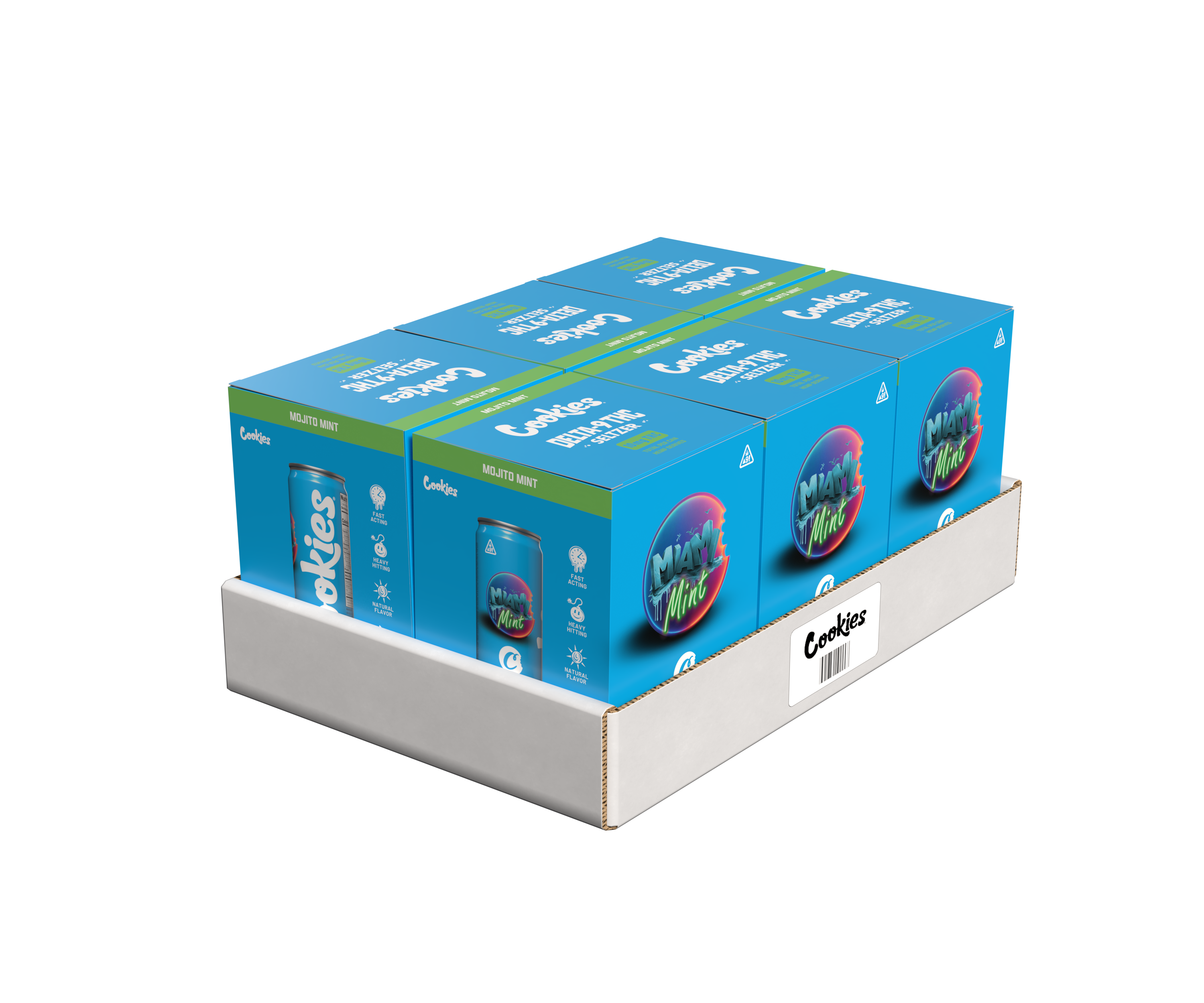 Cookies - Delta 9/THC Seltzer Can 10mg - Miami Mint - 24 Pack