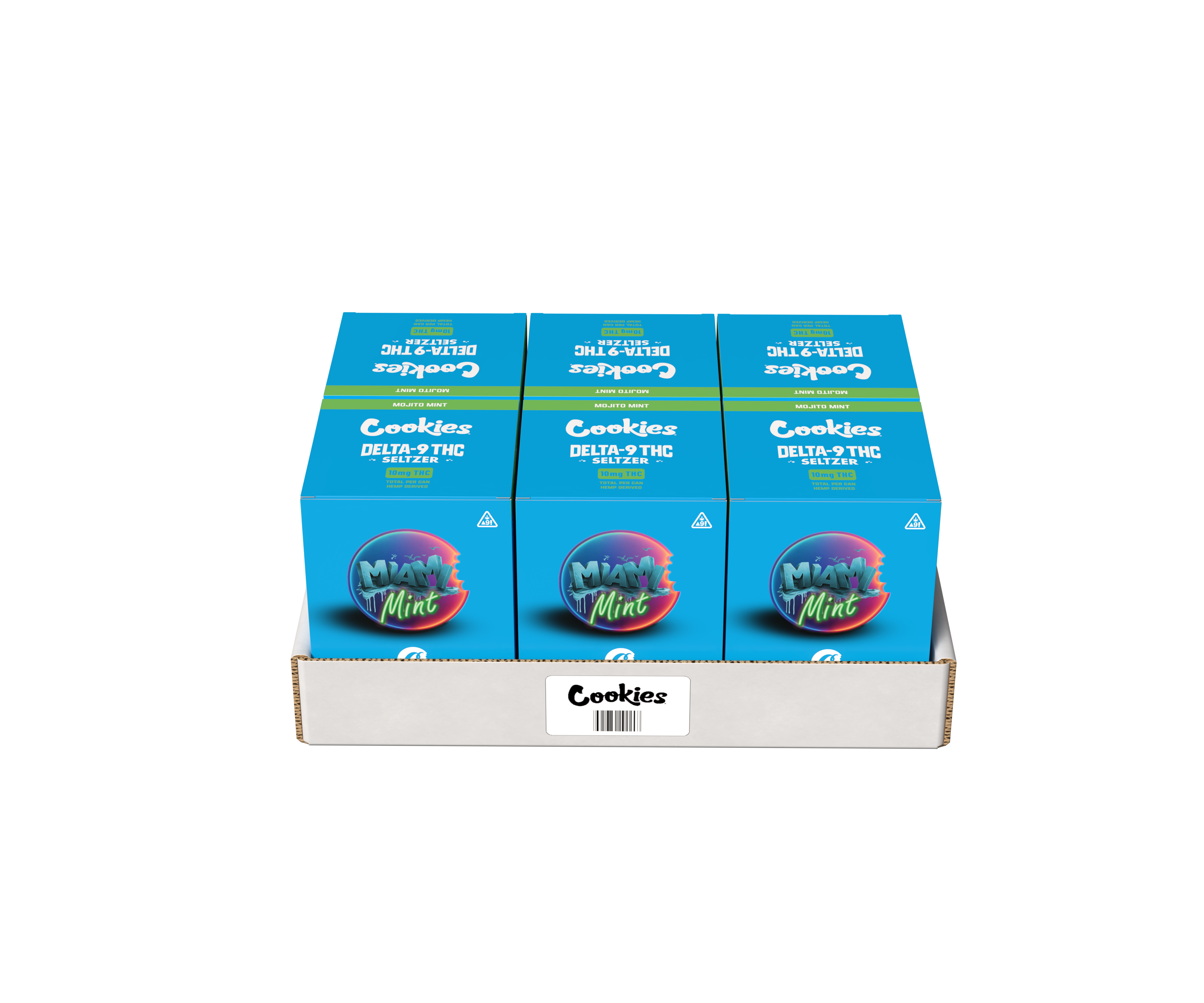 Cookies - Delta 9/THC Seltzer Can 10mg - Miami Mint - 24 Pack