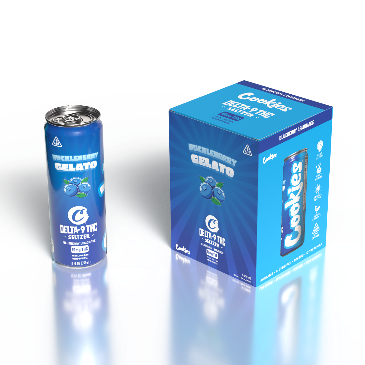 Cookies - THC Seltzer Can 10mg - Huckleberry Gelato - 24 Pack