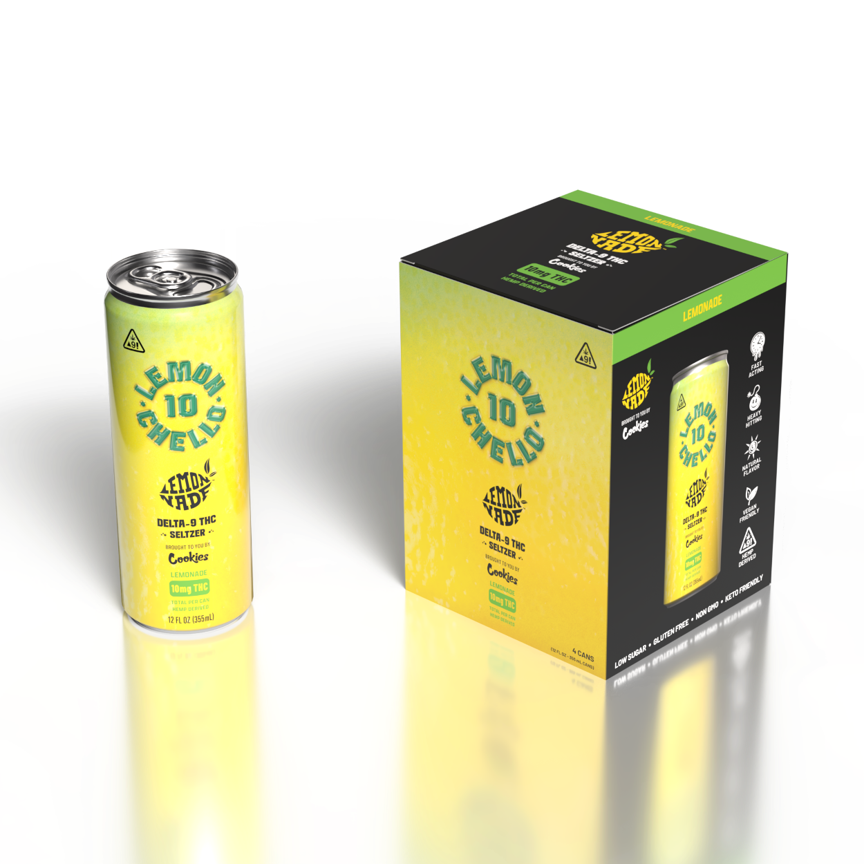 Delta 9/THC Seltzer Can 10mg - Lemonchello - 24 Pack