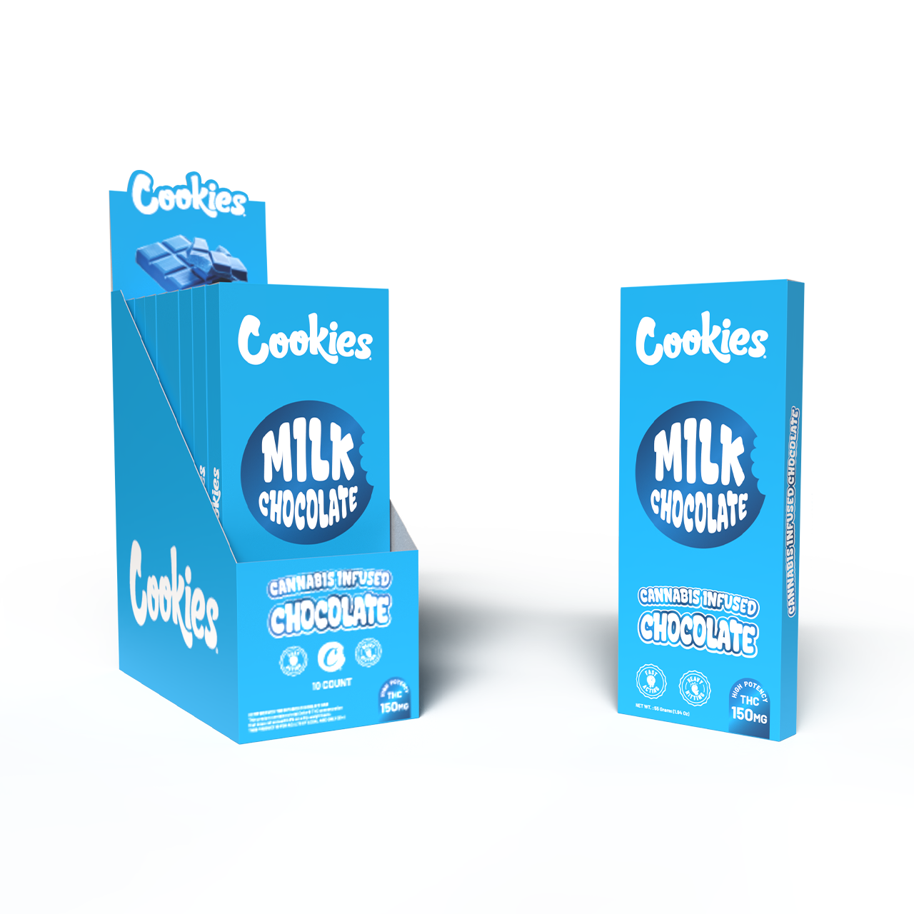 Cookies - Delta 9 Milk Chocolate Bar 150mg - Blue 10ct Pop Box