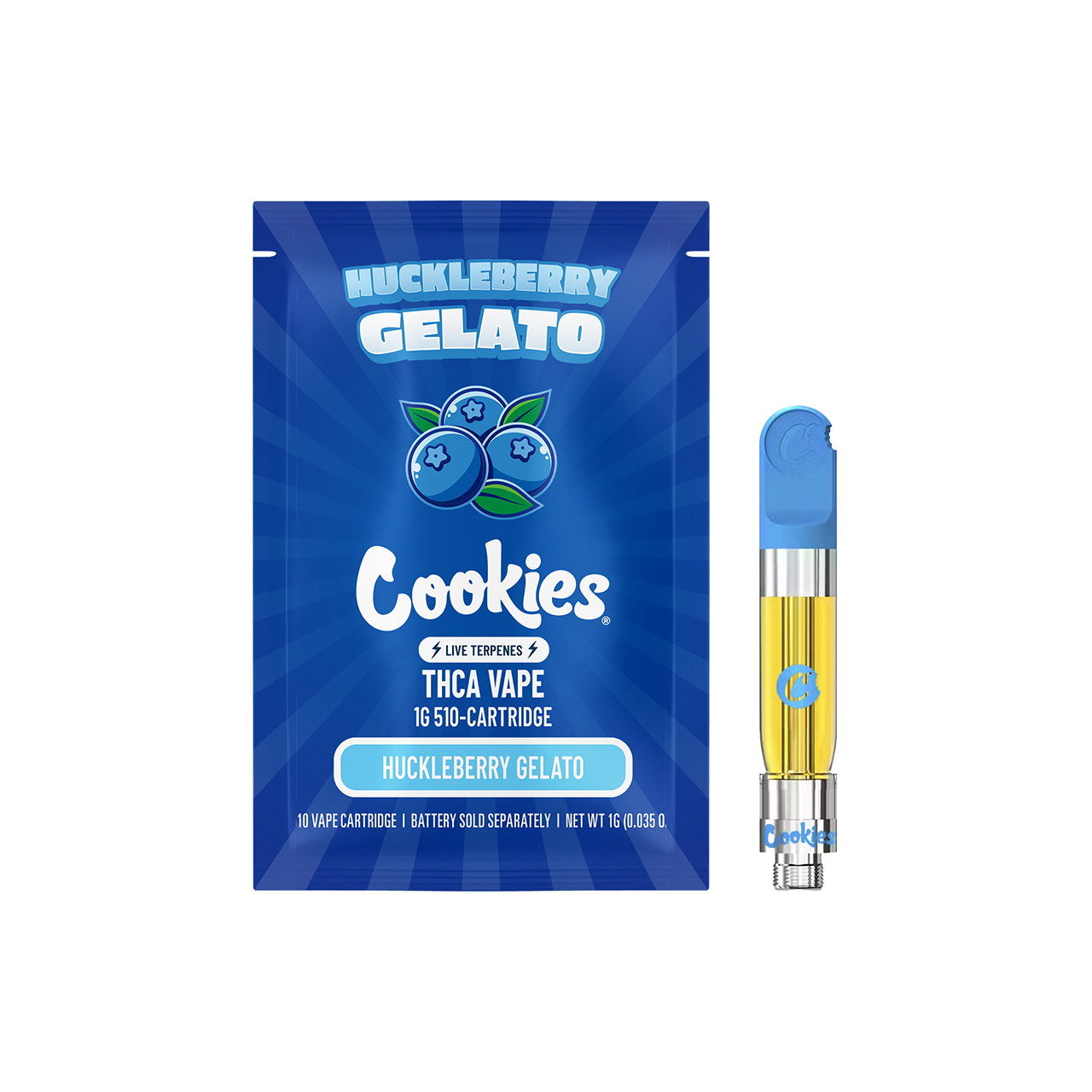 Cookies - THCA Cartridge Huckleberry Gelato 1gr 10ct Pop Box