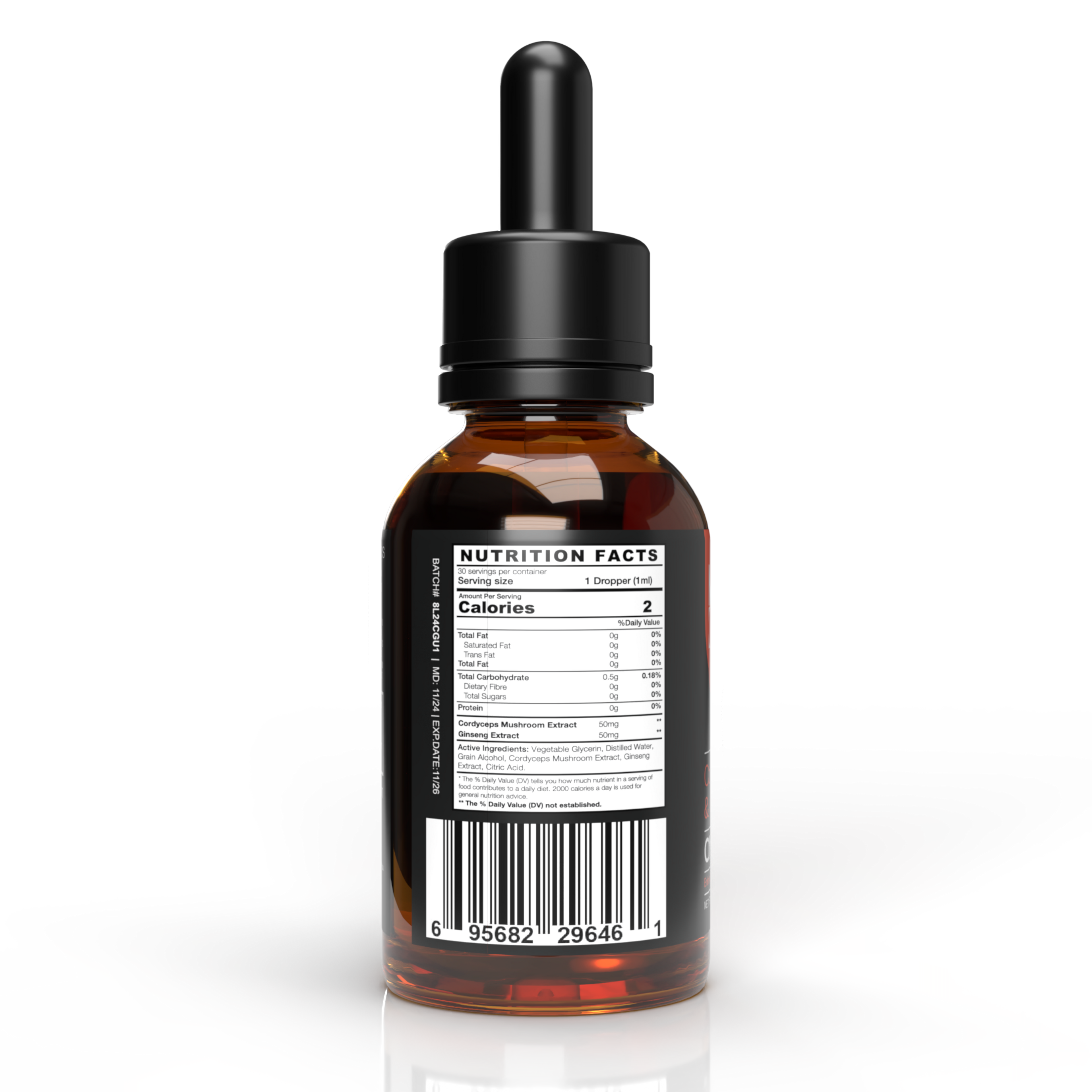 Marley One - Cordyceps & Ginseng Mushroom Tincture 30ml - One Flow - 6ct Pop Box