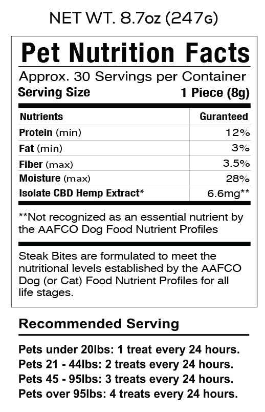 Cookies - CBD Pet Treat 16oz 200mg - Soft Chew - Steak