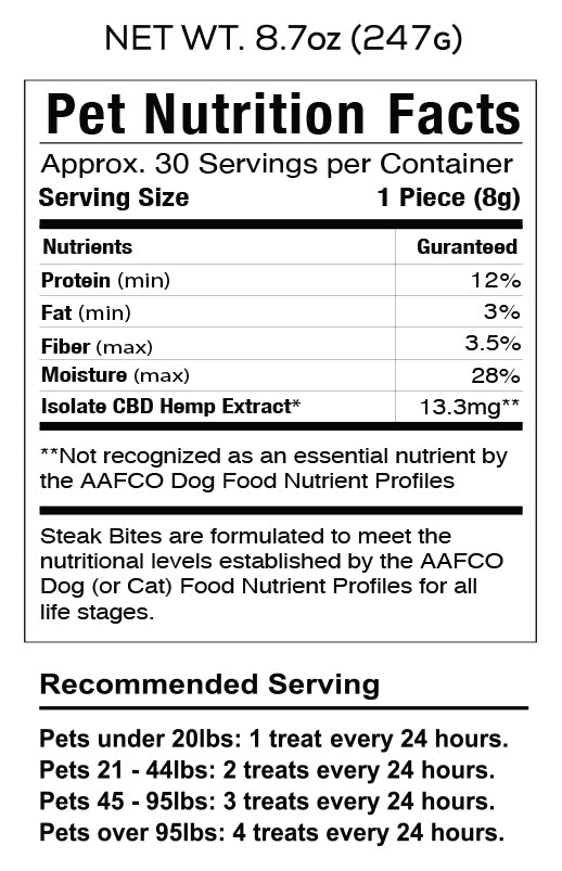 Cookies - CBD Pet Treat 16oz 400mg - Soft Chew - Steak